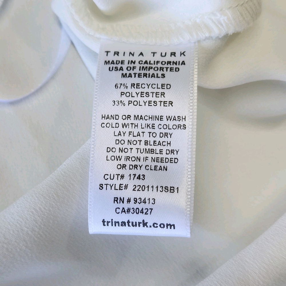 Trina Turk Hot Springs Top XS White One Shoulder Bow Ruffle Asymmetrical USA - Picture 8 of 10